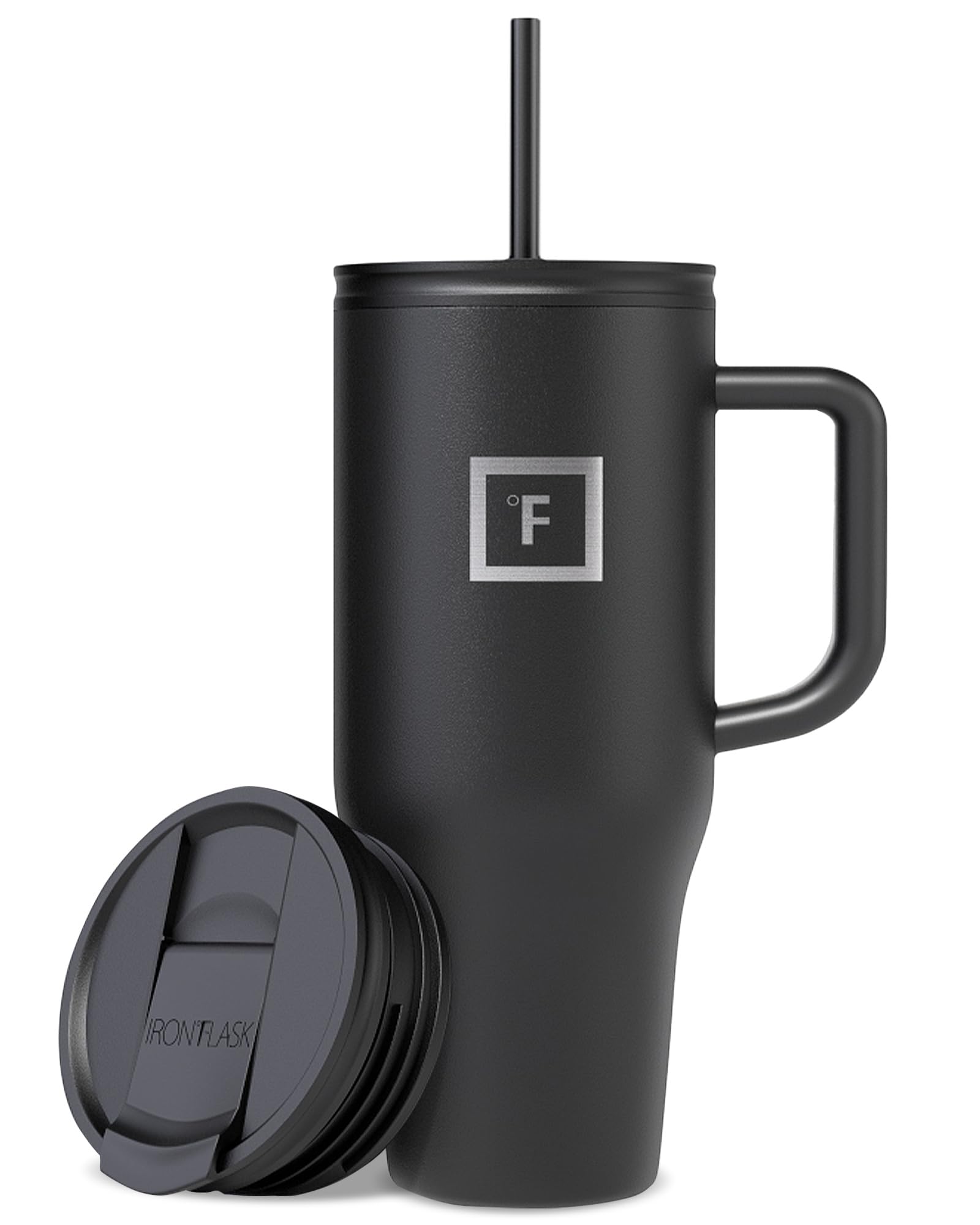 IRON °FLASK Co-Pilot Insulated Mug w/Straw & Flip Cap Lids - Cup Holder Bottle for Hot, Cold Drink - Leak-Proof - Water, Coffee Portable Travel Mug - Aurora, 40 Oz