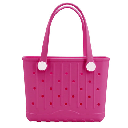 Rubber Tote Bag Small Beach Bag Waterproof Travel Bags Washable Tote Portable Open Handbag for Sports Beach Boat Outdoor