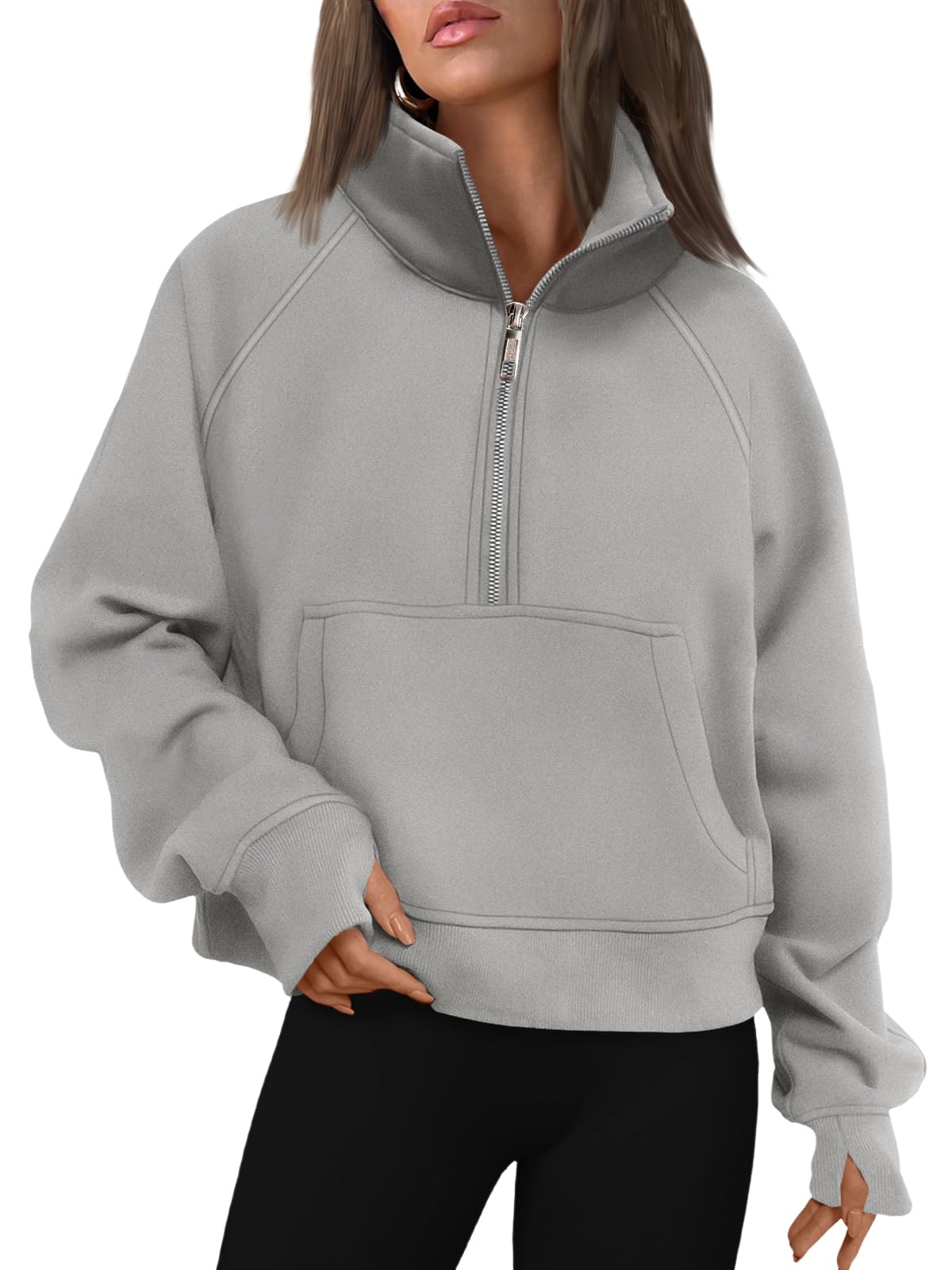AUTOMET Womens Sweatshirts Half Zip Cropped Pullover Fleece Quarter Zipper Hoodies 2025 Fall Fashion Outfits Clothes