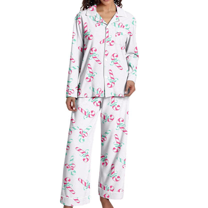 Christmas Pajamas for Women,Button up Long Sleeve Pajama Set Casual Soft Cute Xmas Print Pjs Sleepwear 2025