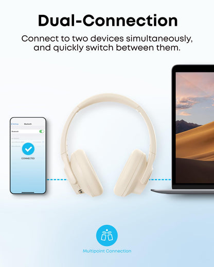 Soundcore by Anker Q20i Hybrid Active Noise Cancelling Headphones, Wireless Over-Ear Bluetooth, 40H Long ANC Playtime, Hi-Res Audio, Big Bass, Customize via an App, Transparency Mode (Pink)