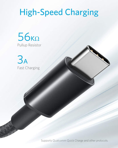 Anker Cable [2 Pack, 6FT], USB A to USB C Cable for Samsung Galaxy S10 S10+, LG V30, Beats Fit Pro and More (Black)