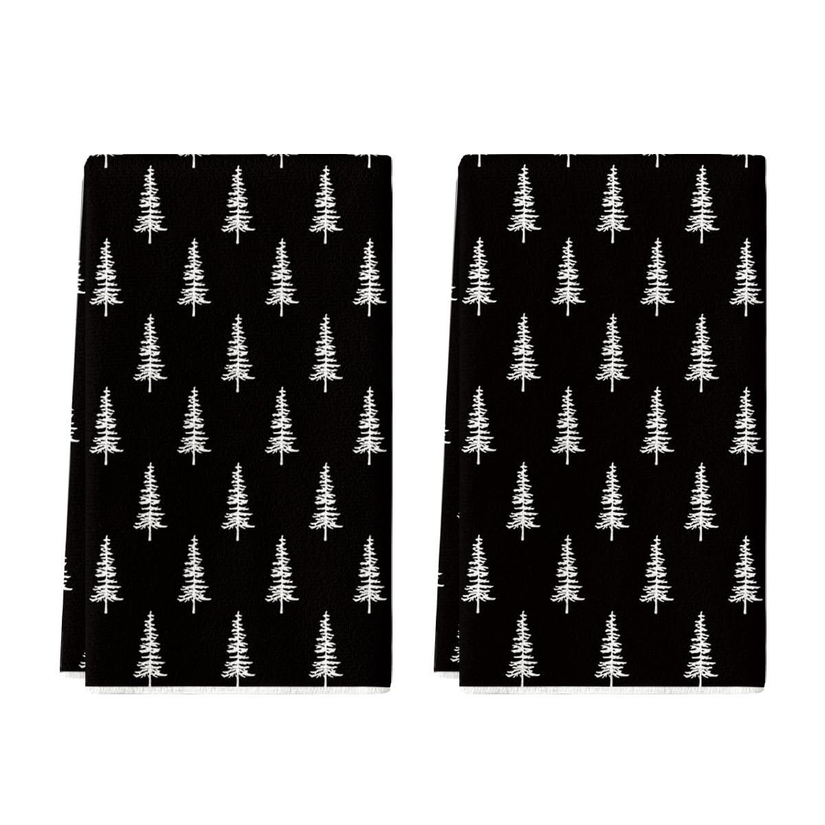 Artoid Mode Wood Xmas Tree Christmas Kitchen Towels Dish Towels, 18x26 Inch Farmhouse Holiday Winter Decoration Cleaning Set of 2