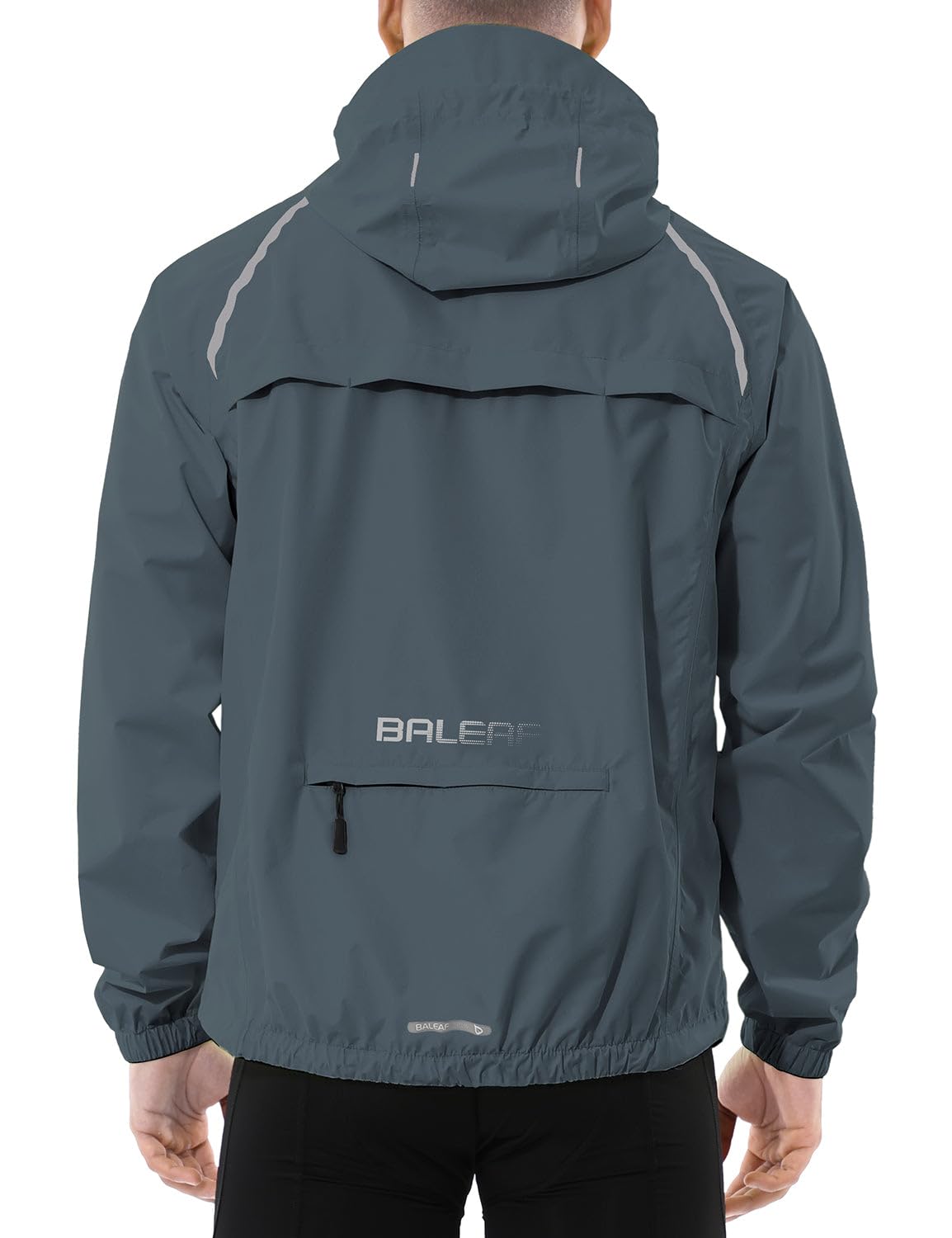 baleaf Men's Rain Jacket Waterproof Windbreaker Running Cycling Golf Hiking Gear Hood Lightweight Reflective Packable