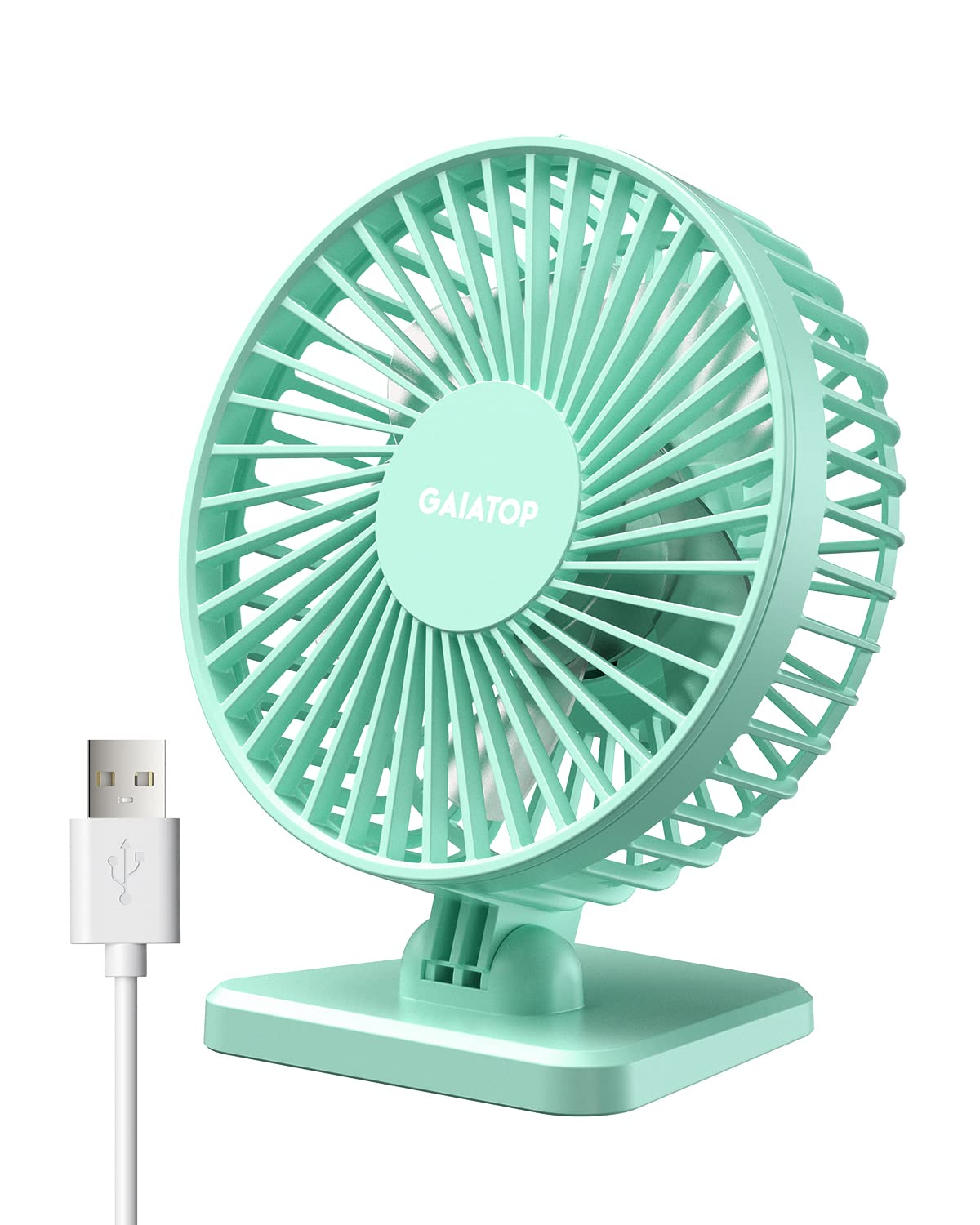 Gaiatop USB Desk Fan, Small But Powerful, Personal Portable Quiet 3 Speeds, Adjustable Mini Table Desktop fan for Cooling Home Office Car Summer Travel Gifts Blue