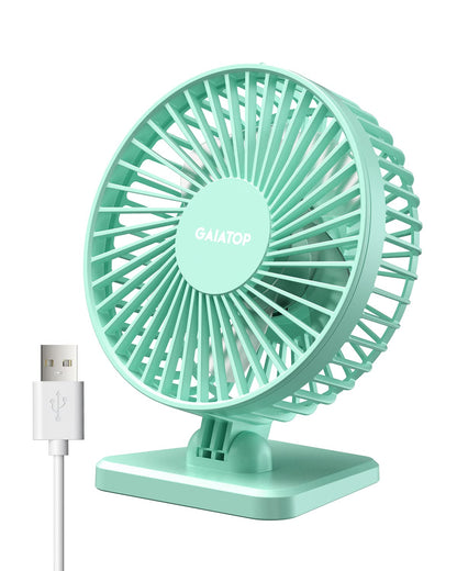Gaiatop USB Desk Fan, Small But Powerful, Personal Portable Quiet 3 Speeds, Adjustable Mini Table Desktop fan for Cooling Home Office Car Summer Travel Gifts Blue