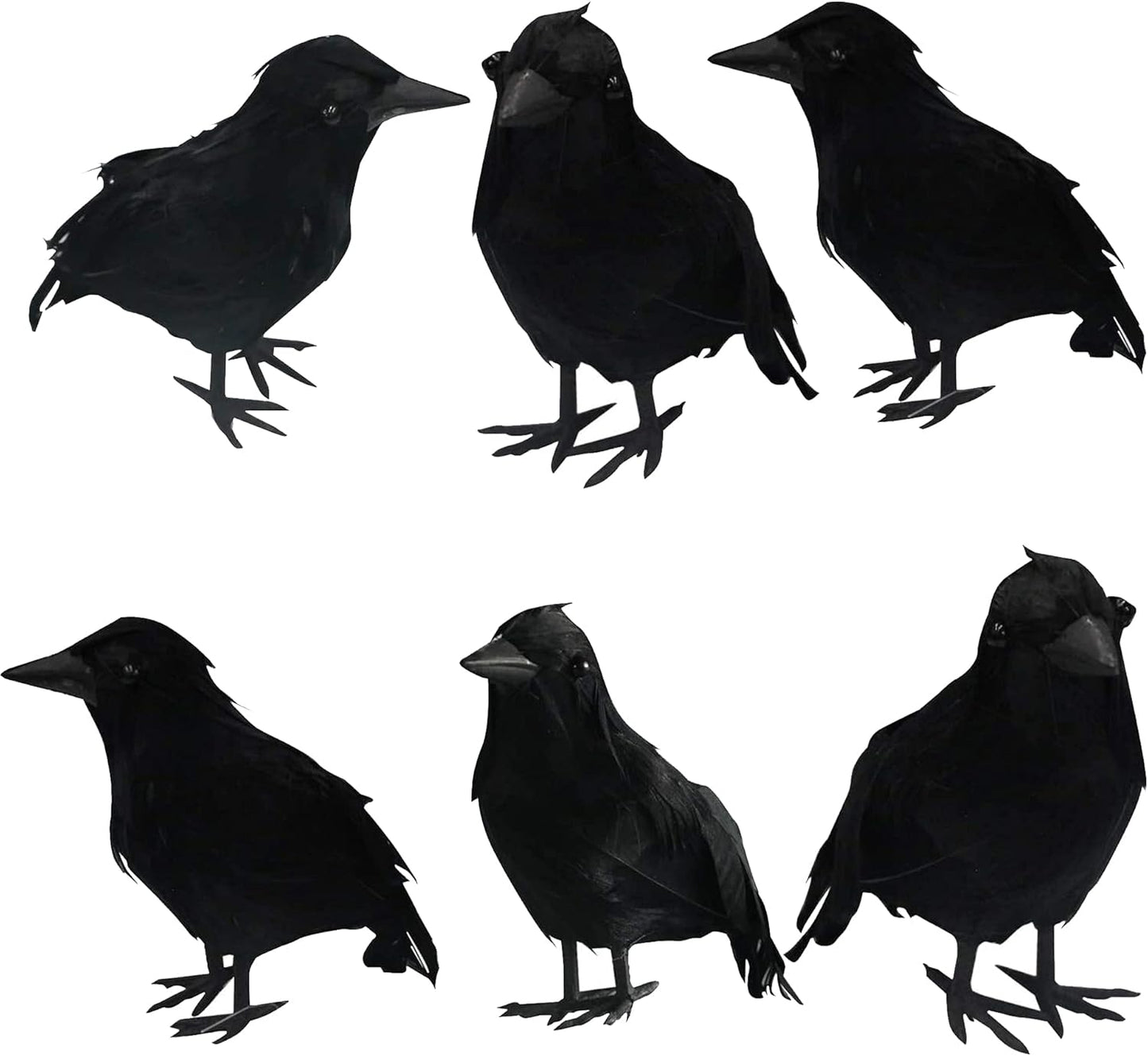 Dazzle Bright 6Pack Halloween Black Feathered Crows Decor, Holiday Decoration for Indoor Outdoor Home Yard Garden Party Carnival Supplies