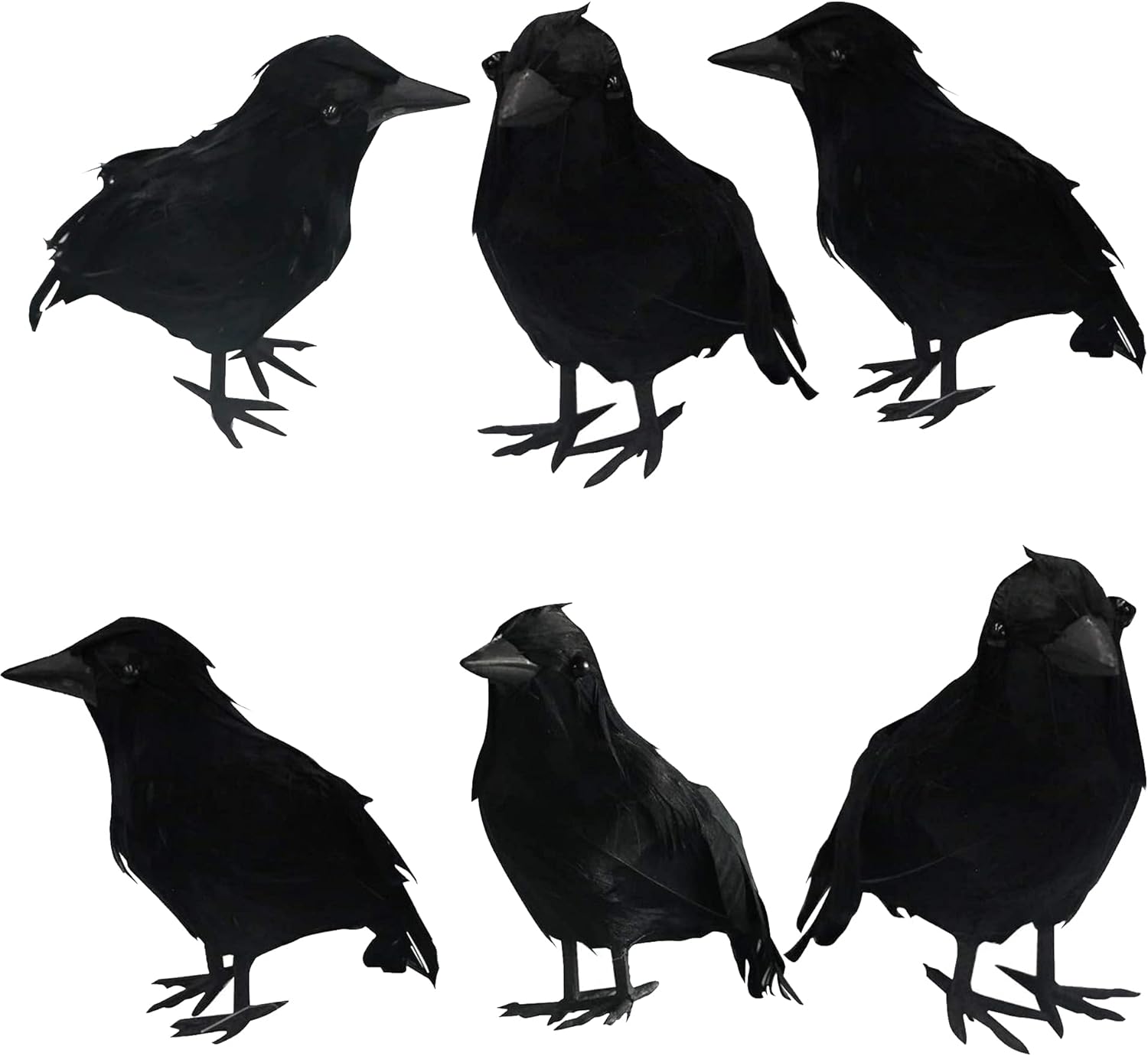 Dazzle Bright 6Pack Halloween Black Feathered Crows Decor, Holiday Decoration for Indoor Outdoor Home Yard Garden Party Carnival Supplies