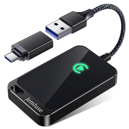 Jemluse Wireless CarPlay Adapter for Apple iPhone - Multi-User Seamless Connection for Convert Wired to Wireless Car Play Adapter - No Latency from iOS 10+ to Screen w/USB C (Gray)