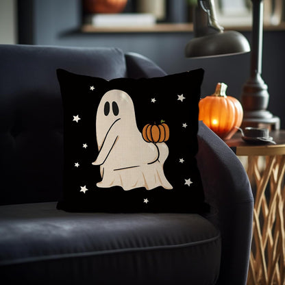 GAGEC Halloween Pillow Covers 18x18 Inch Funny Ghost Pumpkin Pillow Covers Halloween Throw Pillow Covers Holiday Pillowcase Cushion Case for Home Sofa Decor
