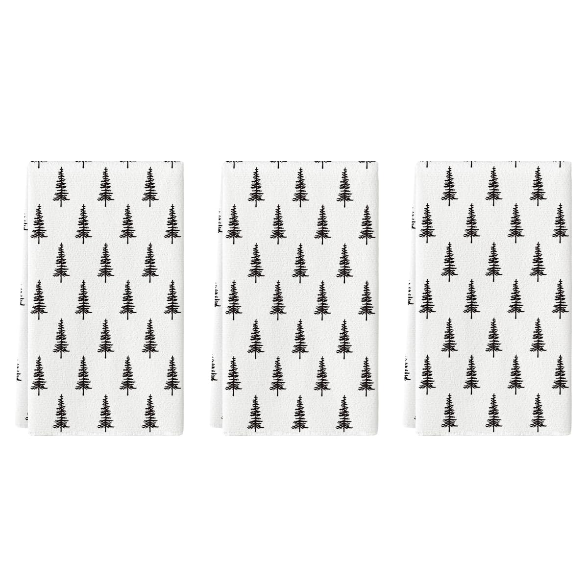 Artoid Mode Wood Xmas Tree Christmas Kitchen Towels Dish Towels, 18x26 Inch Farmhouse Holiday Winter Decoration Cleaning Set of 2