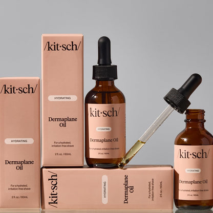 Kitsch Dermaplane Face Oil with Jojoba & Argan Oil – Hydrating Facial Formula for Dermaplaning Tool, Gua Sha & Razor Use – Irritation-Free Shave Oil for Soft, Radiant Skin – 2oz