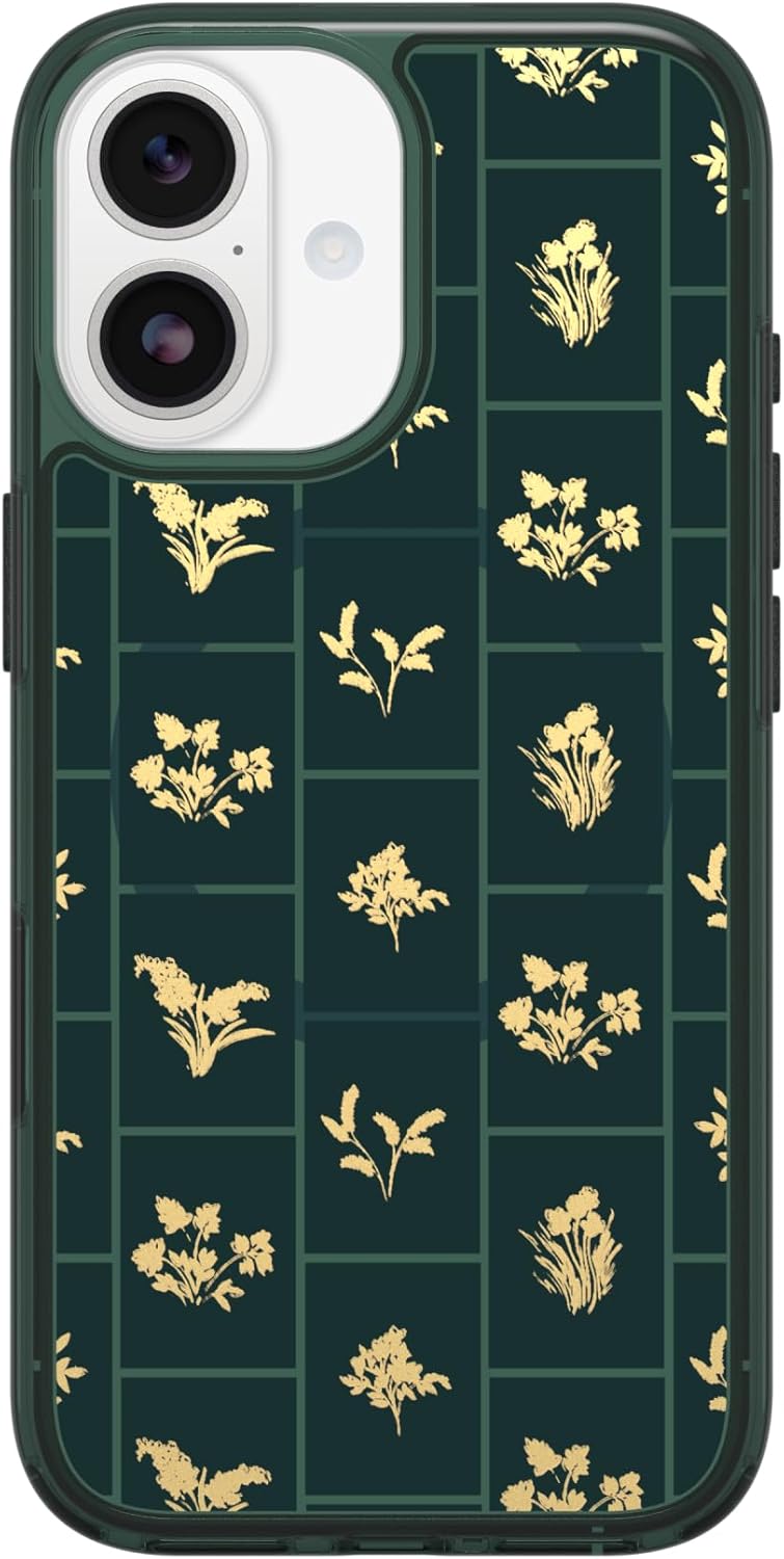 OtterBox iPhone 17 Symmetry Series Clear Case - Golden Bloom - Green