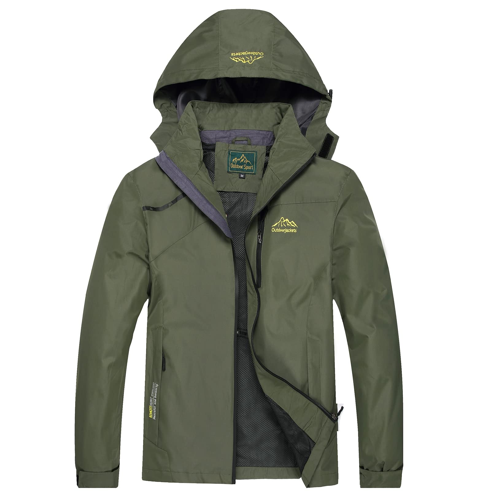 GIISAM Mens Windproof Jacket Waterproof Lightweight Mountain Sport Jacket for Men Hooded Windbreaker Raincoat