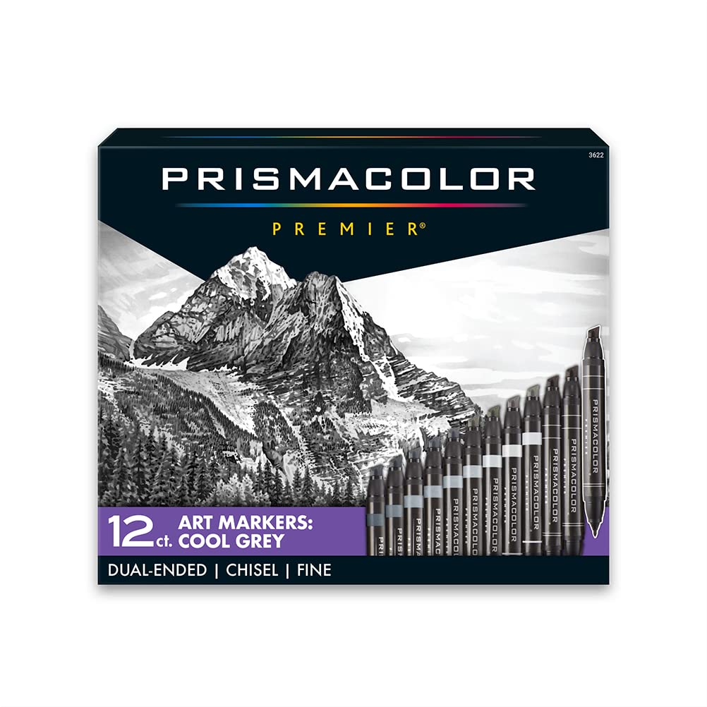 Prismacolor Premier Dual-Ended Art Markers Chisel Tip and Fine Tip Hyper Bright Colors Adult Coloring 12 Count