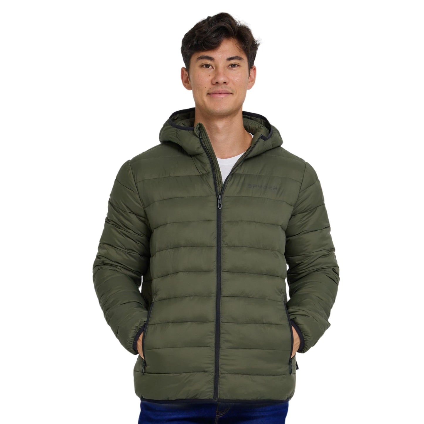 Spyder Packable Puffer Jacket Men with Hood, Lightweight Winter Jackets for Men