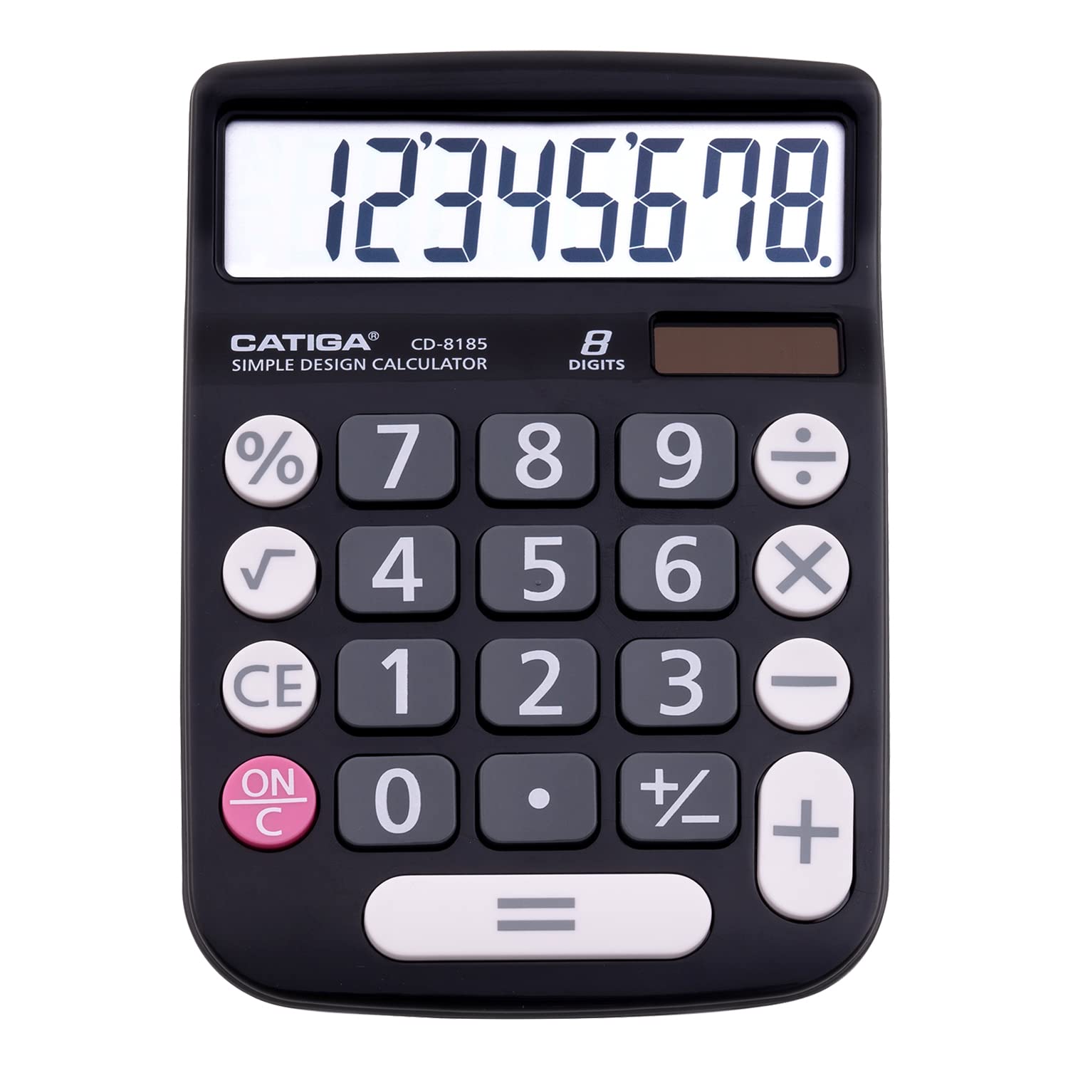 CATIGA Desktop Calculator 8 Digit with Solar Power and LCD Display, Big Buttons, for Home, Office, School, Class and Business, 4 Function Small Basic Calculators for Desk, CD-8185