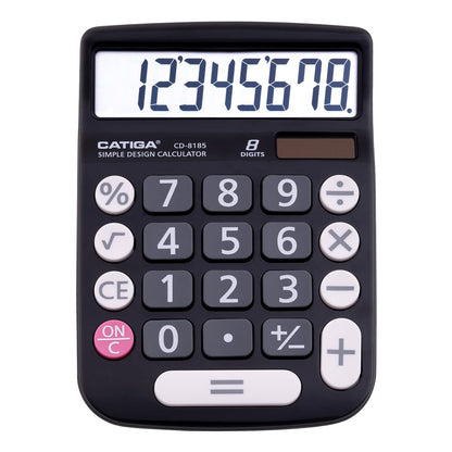CATIGA Desktop Calculator 8 Digit with Solar Power and LCD Display, Big Buttons, for Home, Office, School, Class and Business, 4 Function Small Basic Calculators for Desk, CD-8185