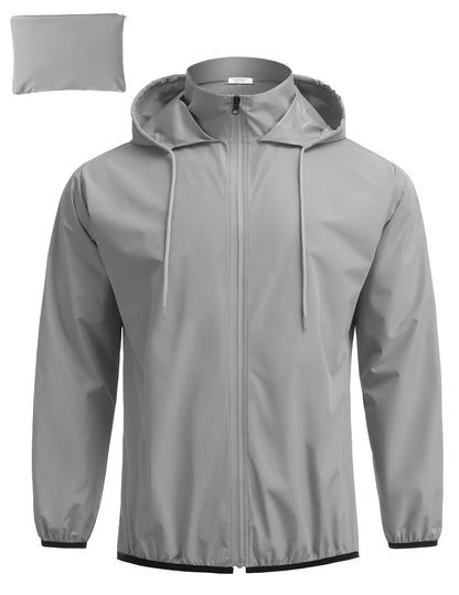COOFANDY Men's Packable Rain Jacket Lightweight Waterproof Raincoat with Hood Travel Hiking Golf Windbreaker