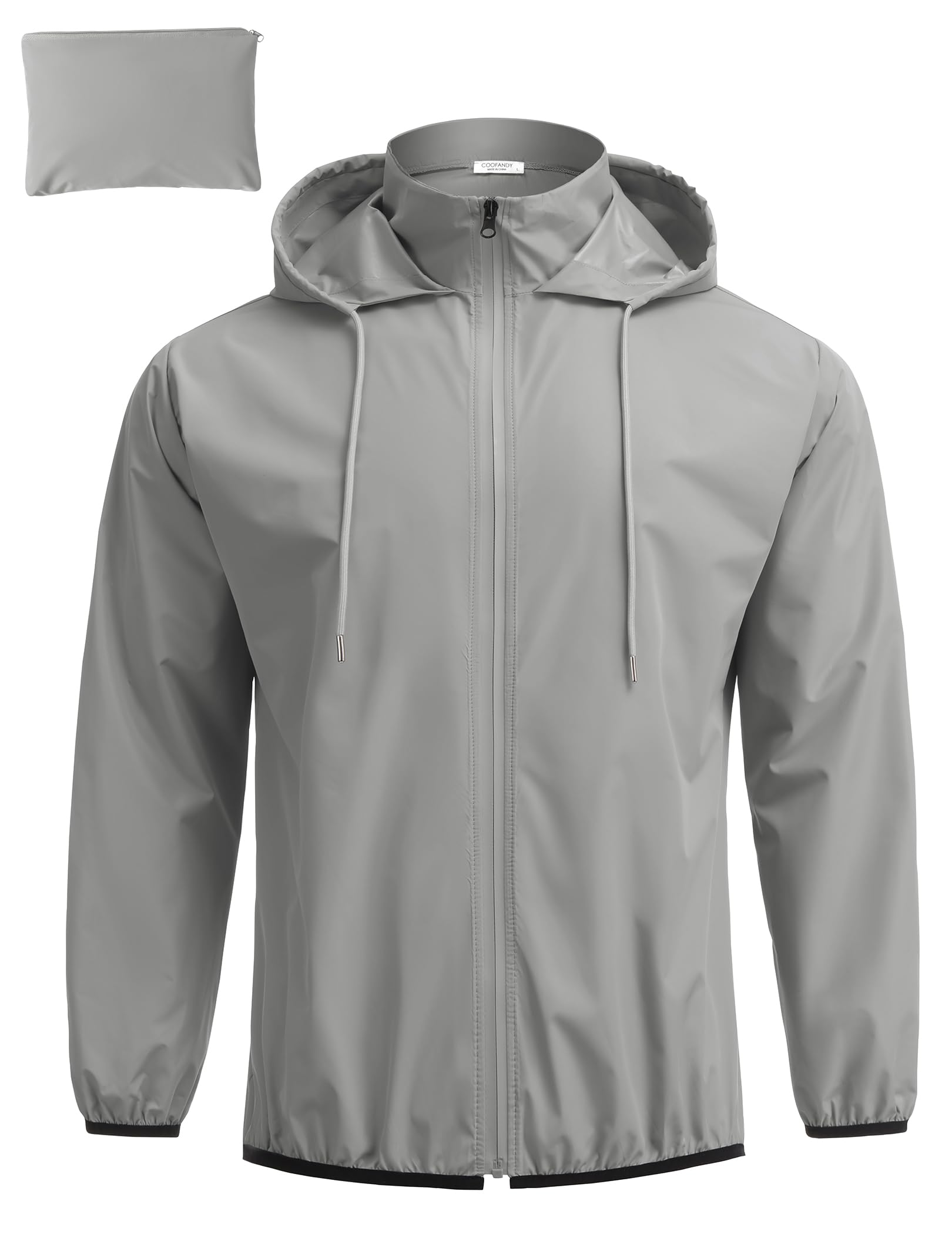 COOFANDY Men's Packable Rain Jacket Lightweight Waterproof Raincoat with Hood Travel Hiking Golf Windbreaker