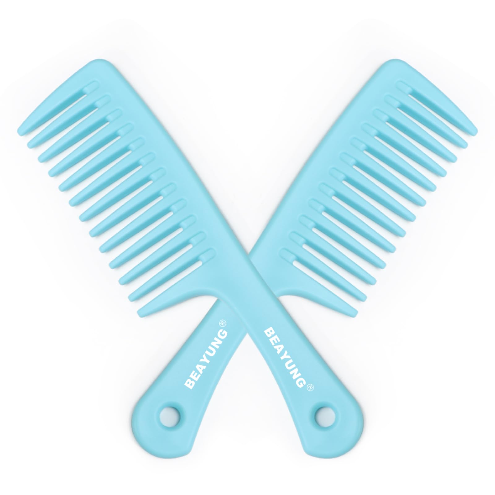 2PCS Large Wide Tooth Comb, Shower Combs, Hair comb for wet curly hair, Durable Hair Brush for Best Styling and Professional Hair Care(2Black)