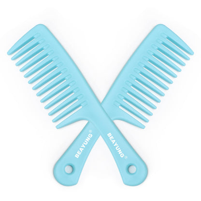 2PCS Large Wide Tooth Comb, Shower Combs, Hair comb for wet curly hair, Durable Hair Brush for Best Styling and Professional Hair Care(2Black)
