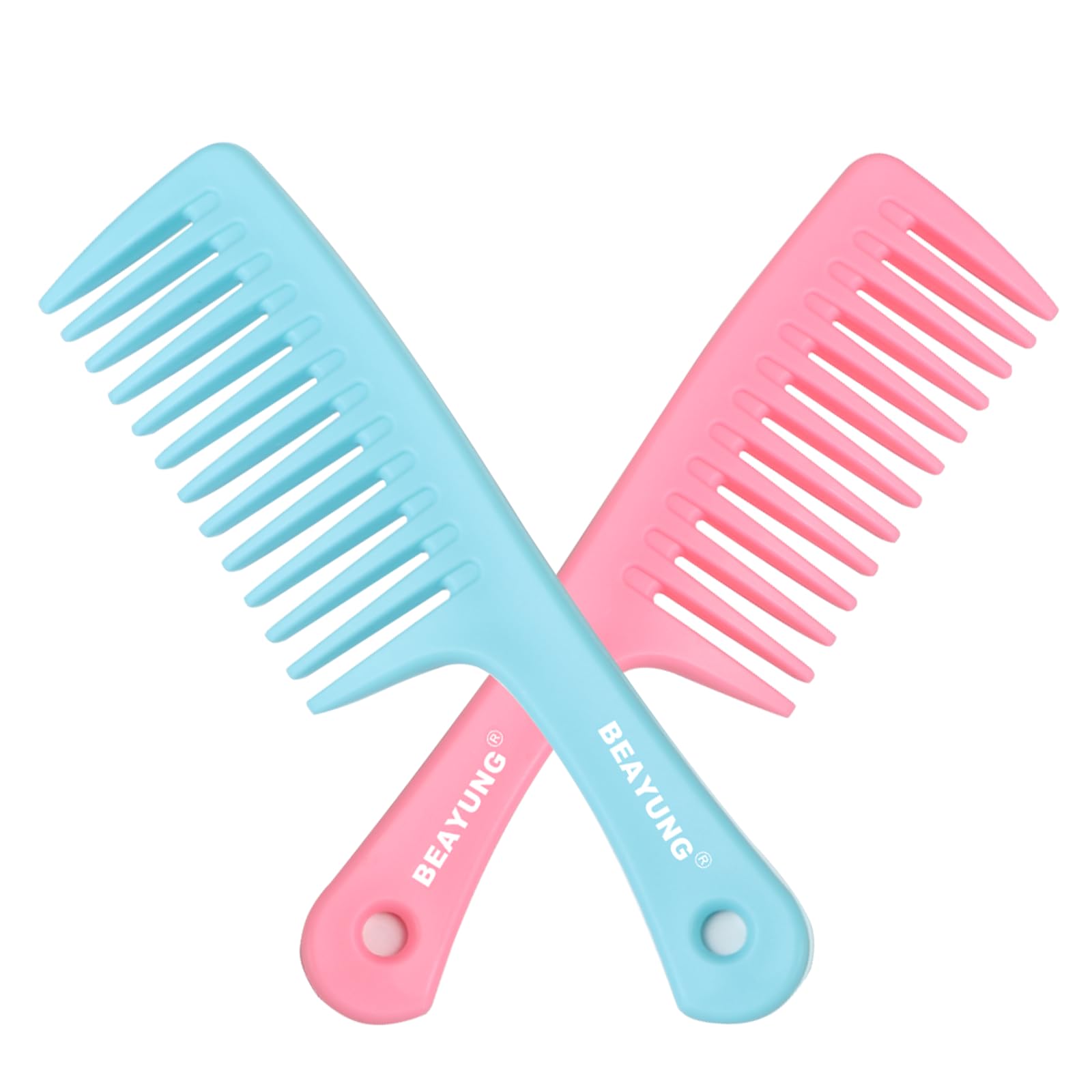 2PCS Large Wide Tooth Comb, Shower Combs, Hair comb for wet curly hair, Durable Hair Brush for Best Styling and Professional Hair Care(2Black)