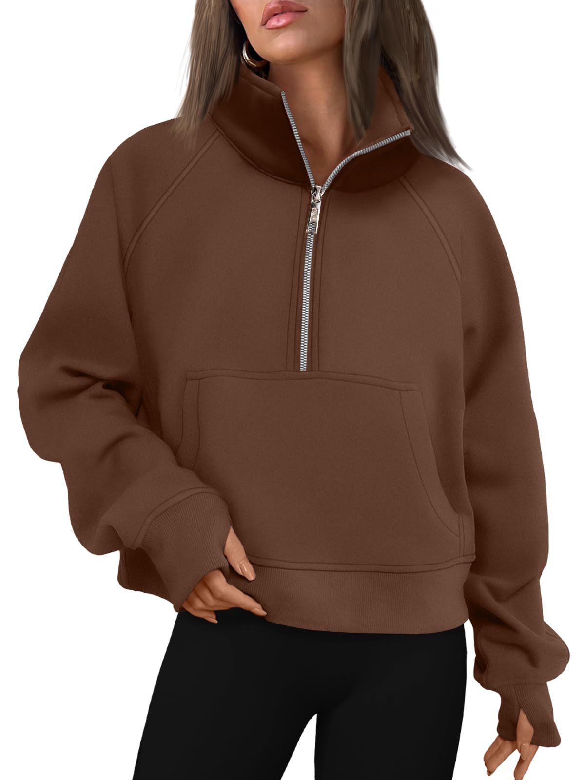 AUTOMET Womens Sweatshirts Half Zip Cropped Pullover Fleece Quarter Zipper Hoodies 2025 Fall Fashion Outfits Clothes
