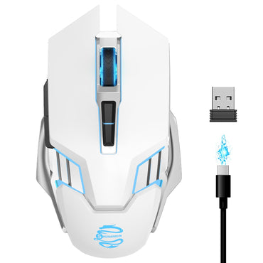 Bluetooth Gaming Mouse, RGB Rechargeable USB Wireless Mouse, Quiet Click, LED Backlit, Ergonomic, with Side Button, 6 Button, DPI Adjustable, Computer Mice for Laptop PC MacBook Chromebook - Grey