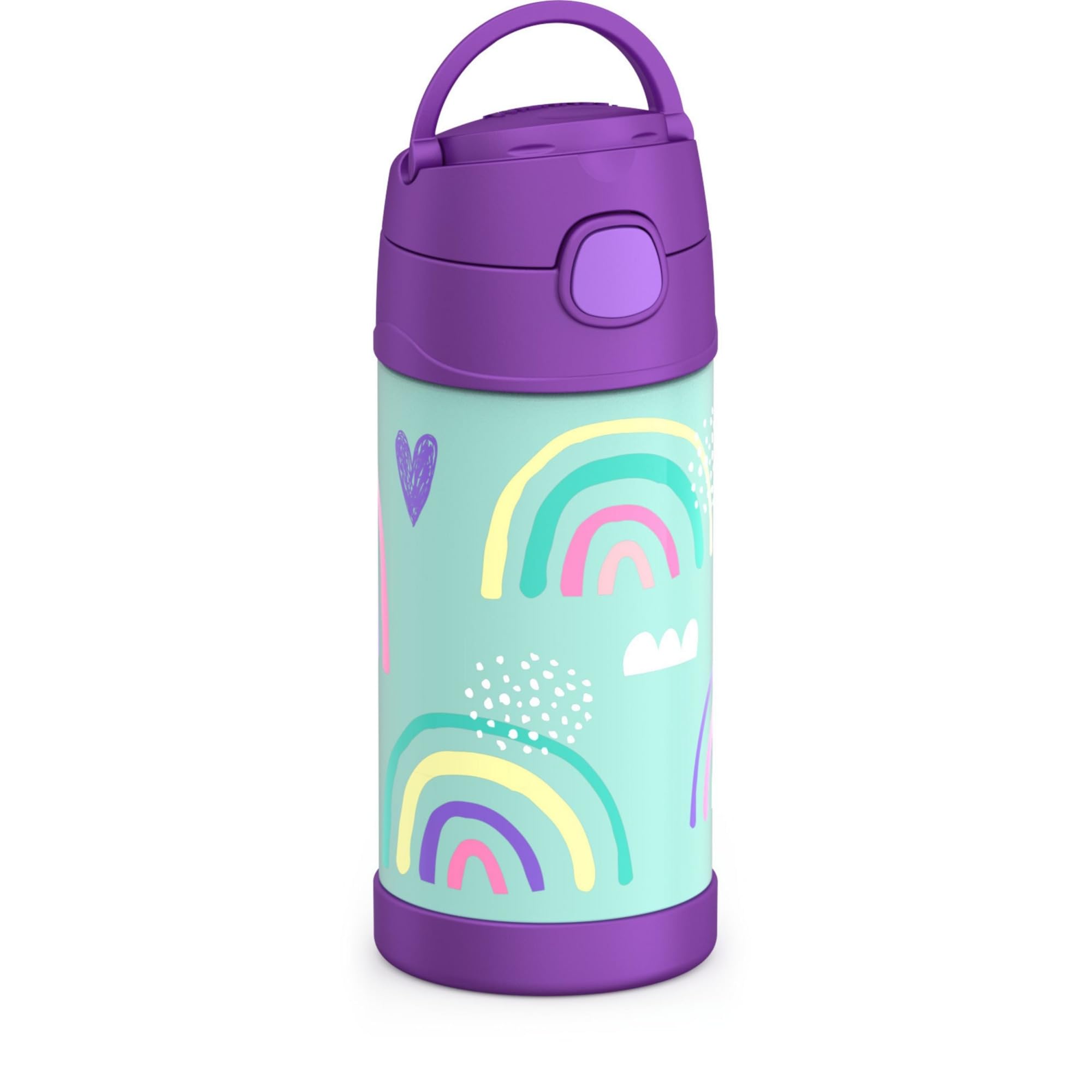 THERMOS FUNTAINER Water Bottle with Straw - 12 Ounce - Kids Stainless Steel Vacuum Insulated Water Bottle with Lid, Mod Flowers
