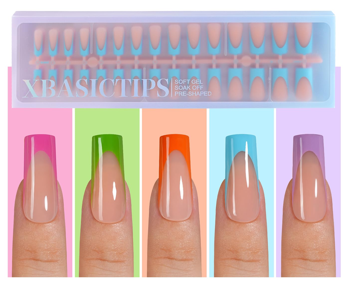 Misssix XBASICTIPS French Tip Press On Nails, 150 Pcs Short Square French Gel Nail Tips, Soft Gel Pre-shaped No File Need Fake Nails for Nail Art DIY Extension Designs, 15 Sizes