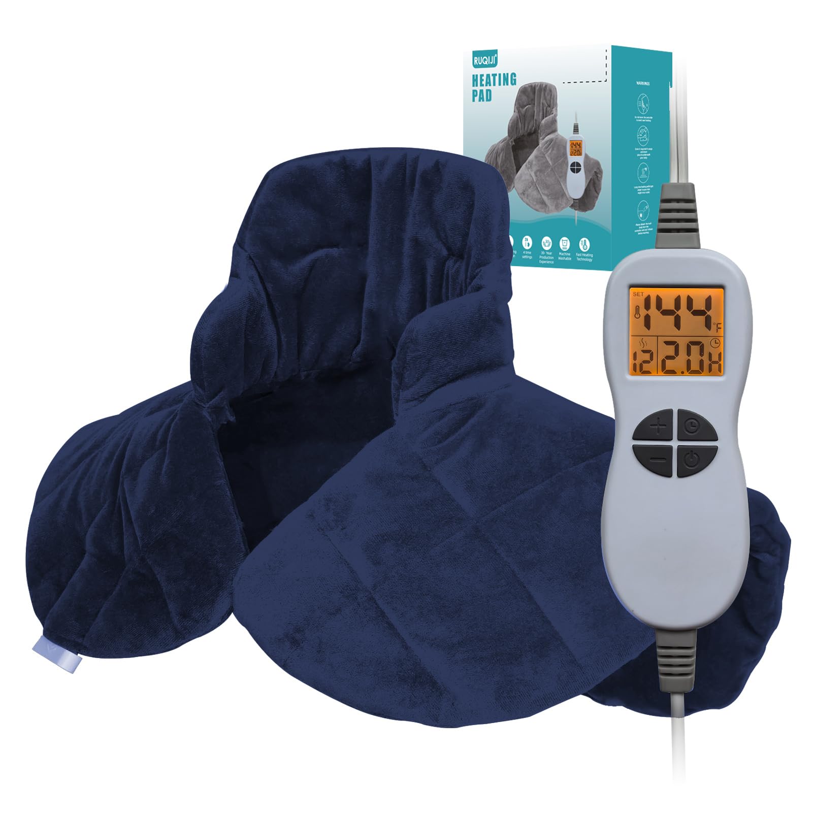 26" x 35" Flannel Neck&Shoulder&Back Heating Pad with 12 Temperature Settings&Countdown Timer, Pain Relief for Back/Neck/Shoulders/Menstrual Pain, Christmas Gifts for Women Men Mom Dad(Light Tan)