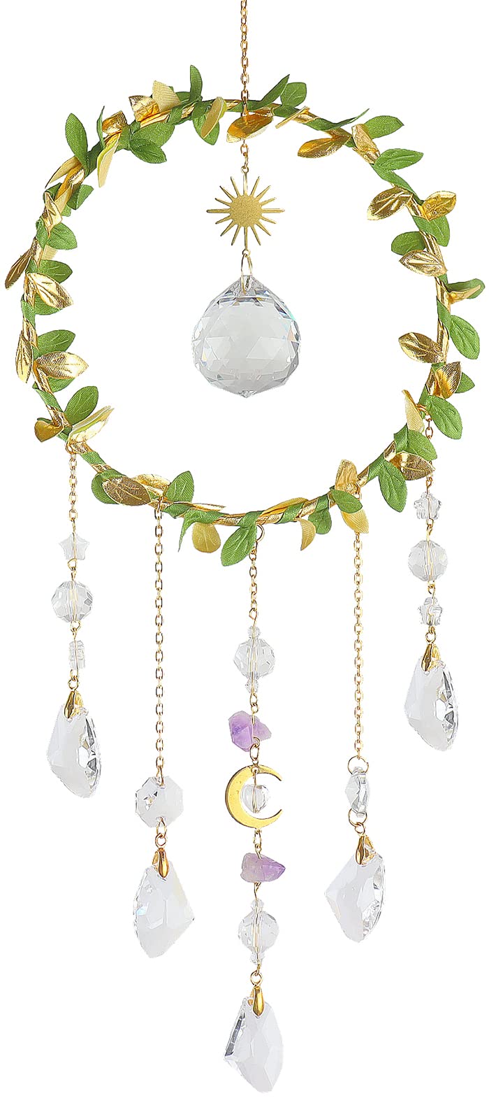 Suncatcher - Amethyst Moon Crystal Sun Catcher Window Hanging, Good Luck Charms Gifts for Women Chrismas Thanksgiving Birthday Crystal