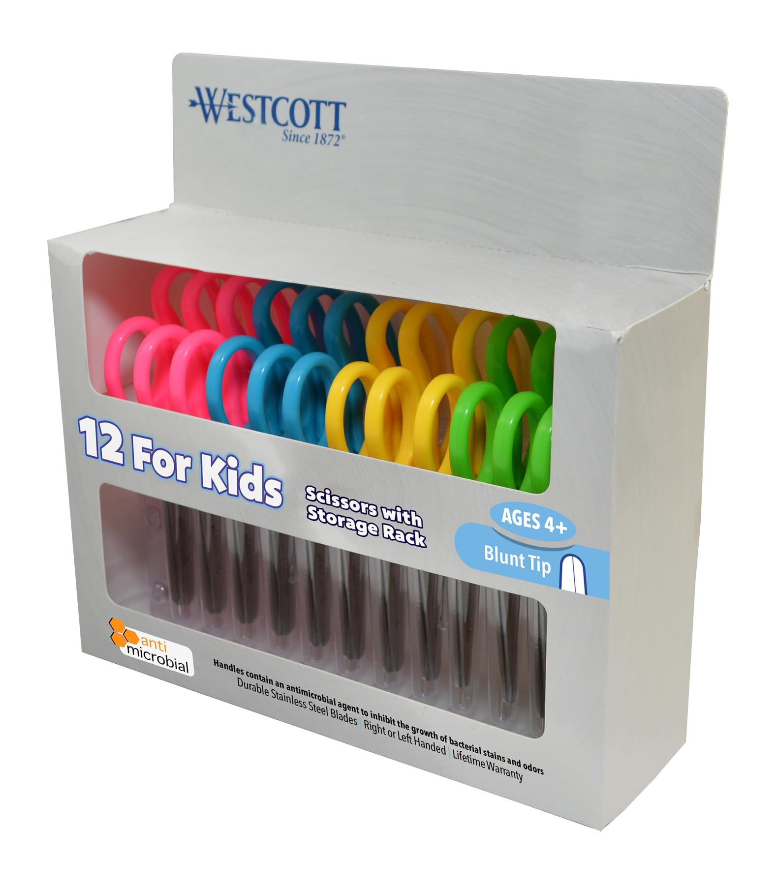 Westcott 5" Hard Handle Kids Scissors, Blunt, Assorted Colors, 2-Pack
