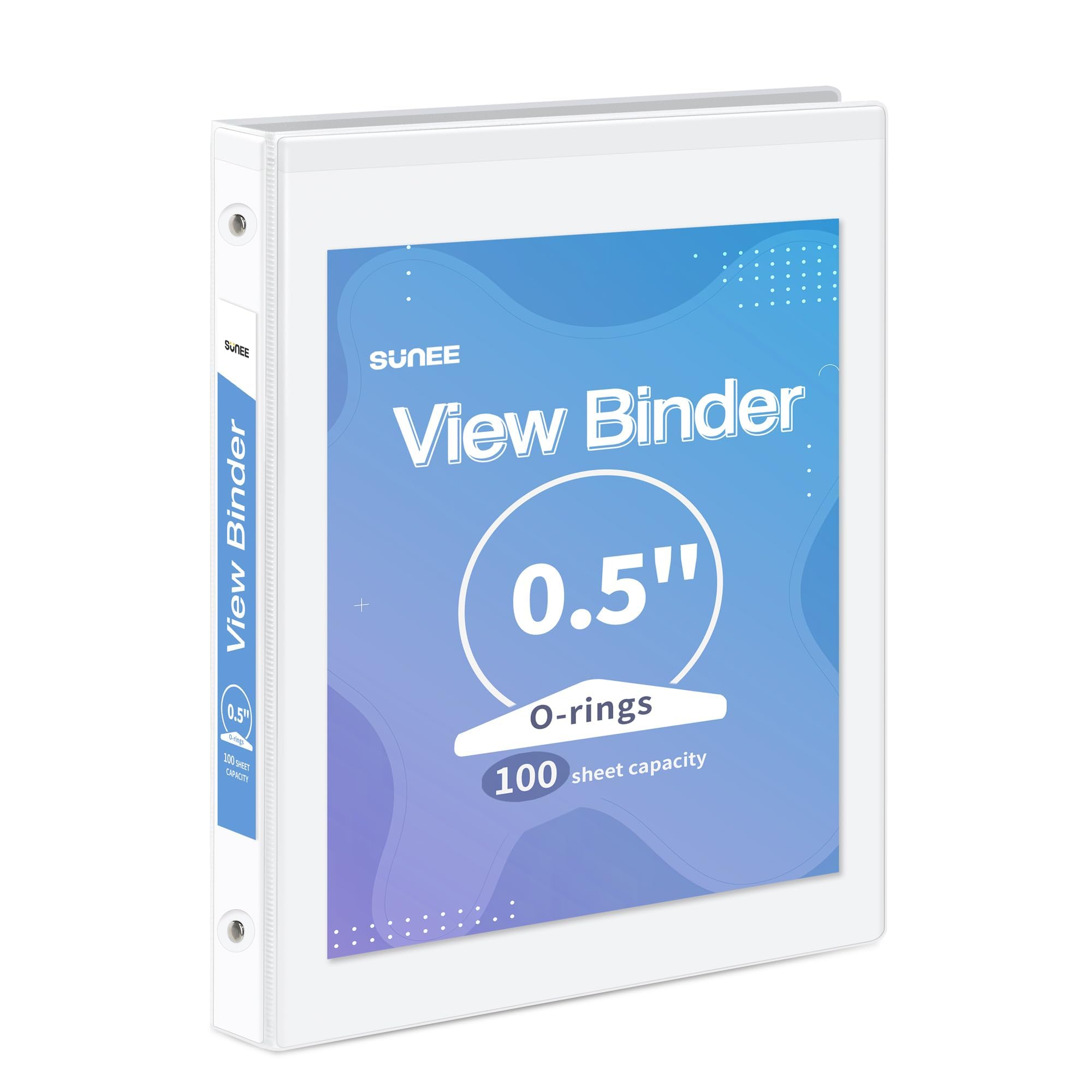 SUNEE 3 Ring Binder 1 Inch 1 Pack, Clear View Binder Three Ring PVC-Free (Fit 8.5x11 Inches) for School or Office Supplies, White