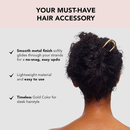 Kitsch Metal French Hair Pin for Women - Elegant Hair Accessories, Ideal for Buns & French Twist, Designed for a Secure, Comfortable Fit | Ideal Gifts for Women - Hematite