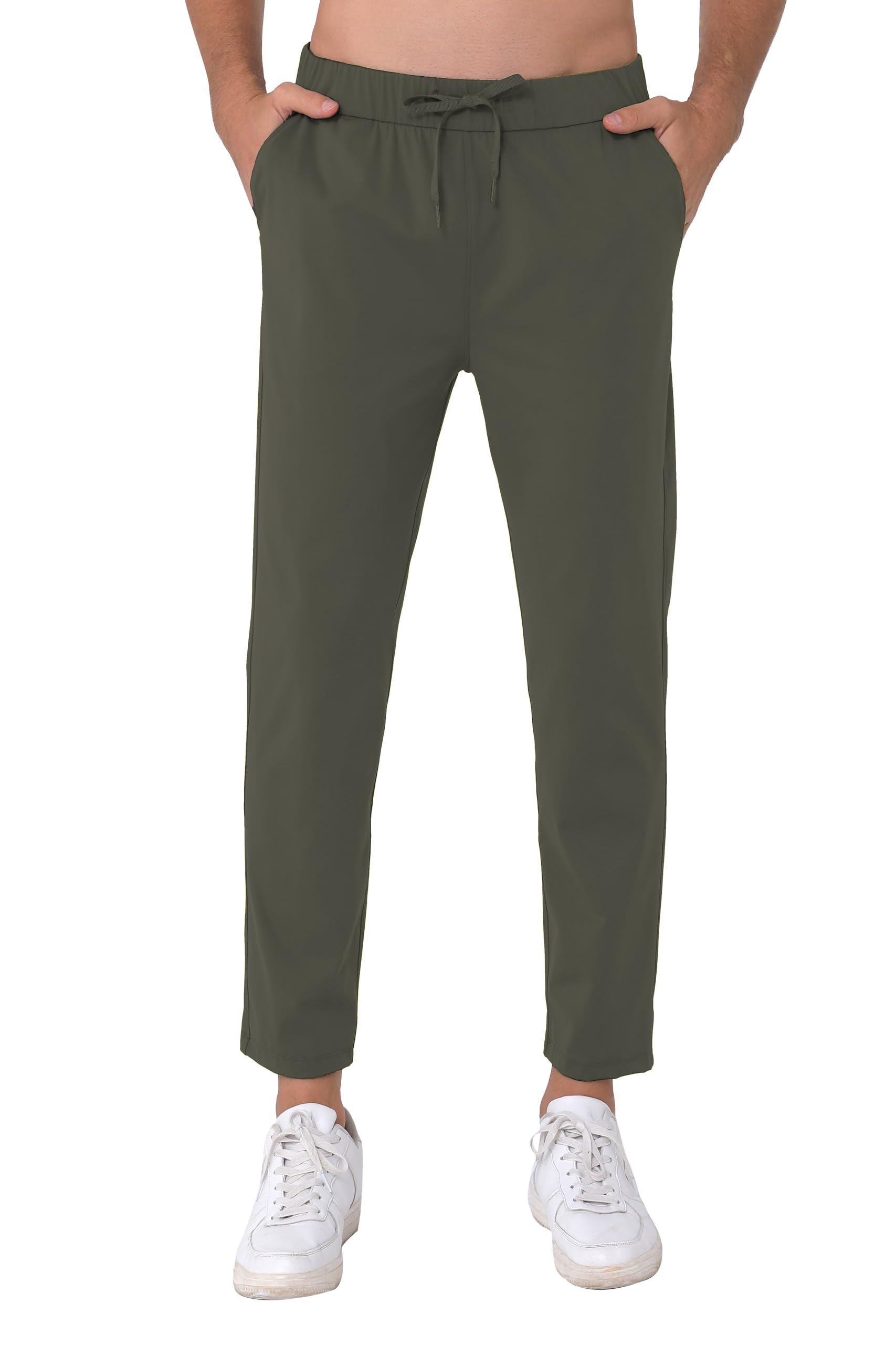 Mens Stretch Travel Pants 27" Inseam Quick Dry Light Weight Sweatpants Workout Casual Joggers with Pockets