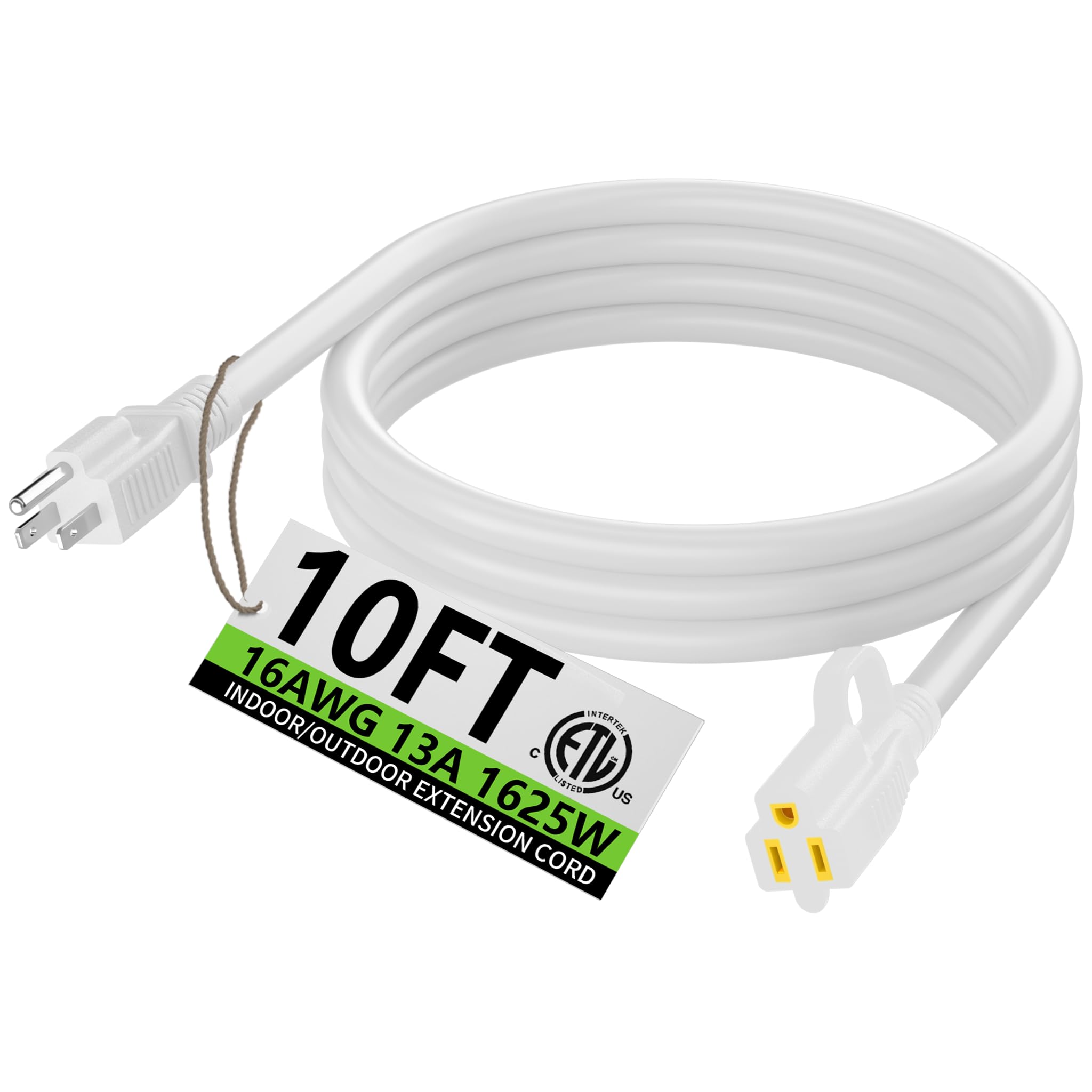 HUANCHAIN Indoor Outdoor Black Extension Cord 50 ft Waterproof, 16/3 Gauge Flexible Resistant Appliance Extension Cord Outside, 13A 1625W 16AWG SJTW, 3 Prong Heavy Duty Electric Cable, ETL Listed