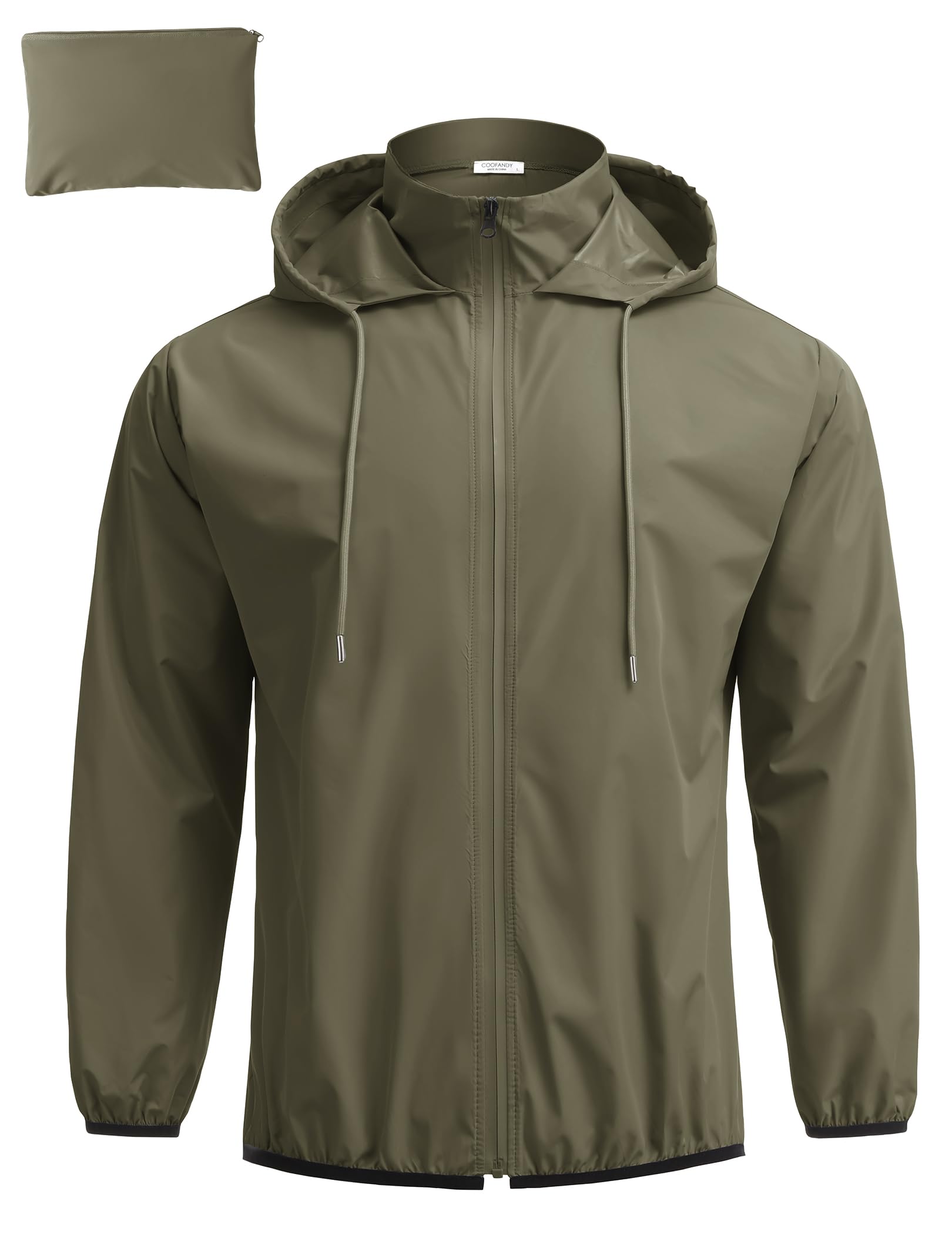 COOFANDY Men's Packable Rain Jacket Lightweight Waterproof Raincoat with Hood Travel Hiking Golf Windbreaker