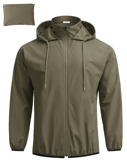COOFANDY Men's Packable Rain Jacket Lightweight Waterproof Raincoat with Hood Travel Hiking Golf Windbreaker
