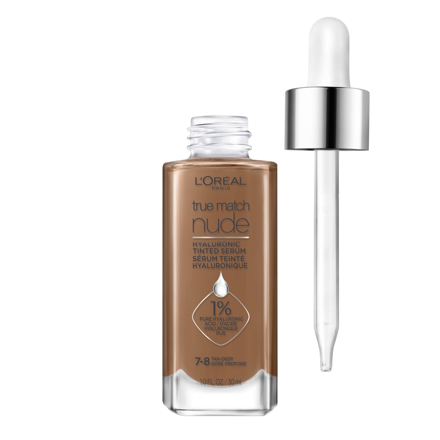 L'Oreal Paris True Match Nude Hyaluronic Tinted Serum Foundation with 1% Hyaluronic acid, Medium 4-5, 1 fl. oz.