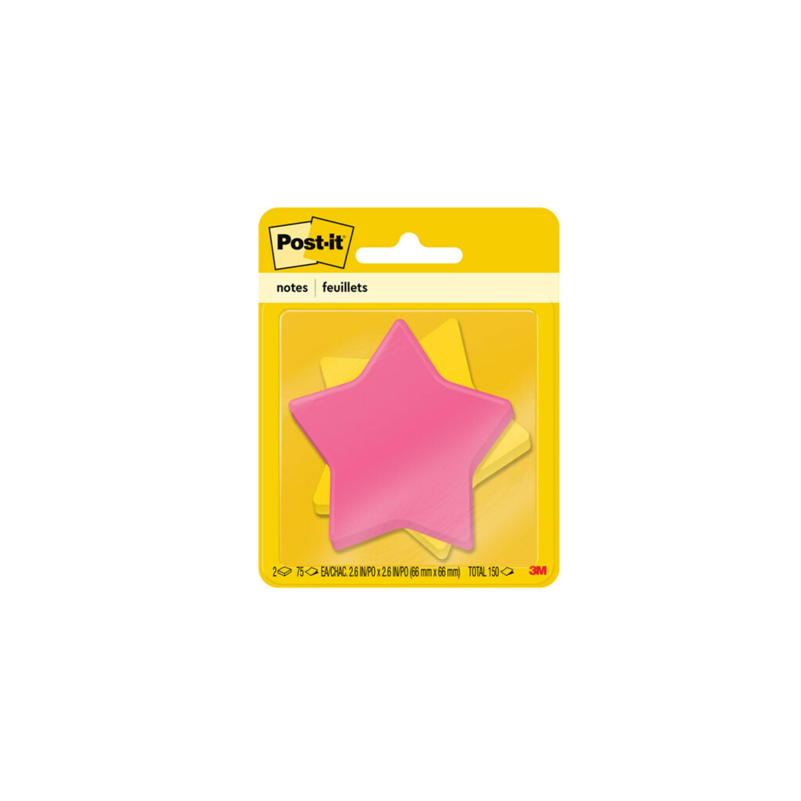 Post-it Notes, Heart Shape, Assorted Colors, 2.6x2.6 in, 2 Pads, 75 Sheets/Pad (7350-HRT)