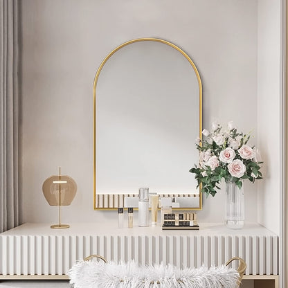 TinyTimes 64''x21'' Arched Full Length Mirror with Stand, Full Body Mirror, Mirrors Full Length Floor Freestanding, Wall Mounted Mirrors for Bedroom Living Room Cloakroom (Gold)