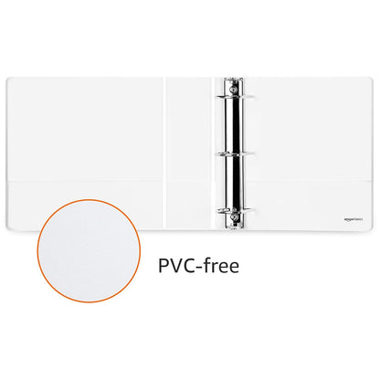 Amazon Basics 3 Ring Binders, 3 Inch, 2 Pack, D-Ring Organizer for School, Home Office, White