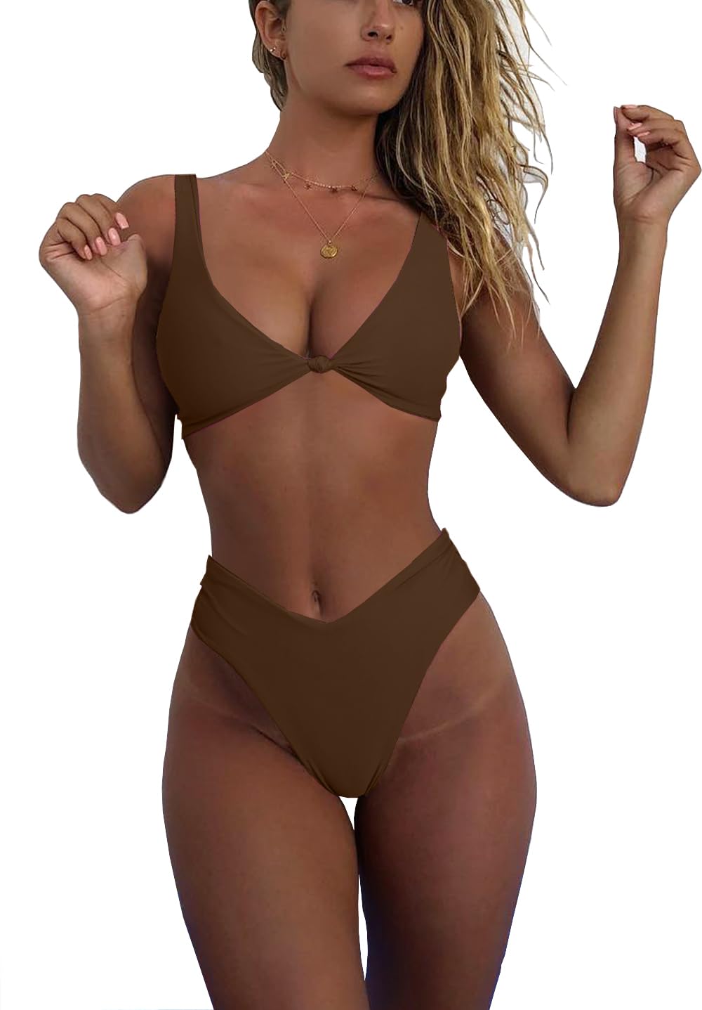 geluboao Bikini Sets for Women Cheeky High Waisted Kont Front Adjustable Two Piece Swimsuit