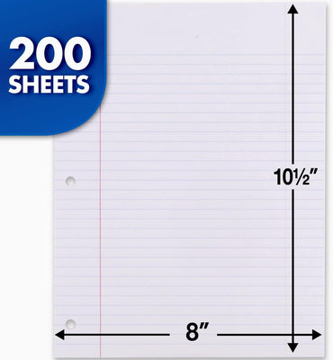 Mead Loose Leaf Paper, Notebook Paper, College Ruled Filler Paper, Standard, 8 x 10.5, 200 Sheets (15326)