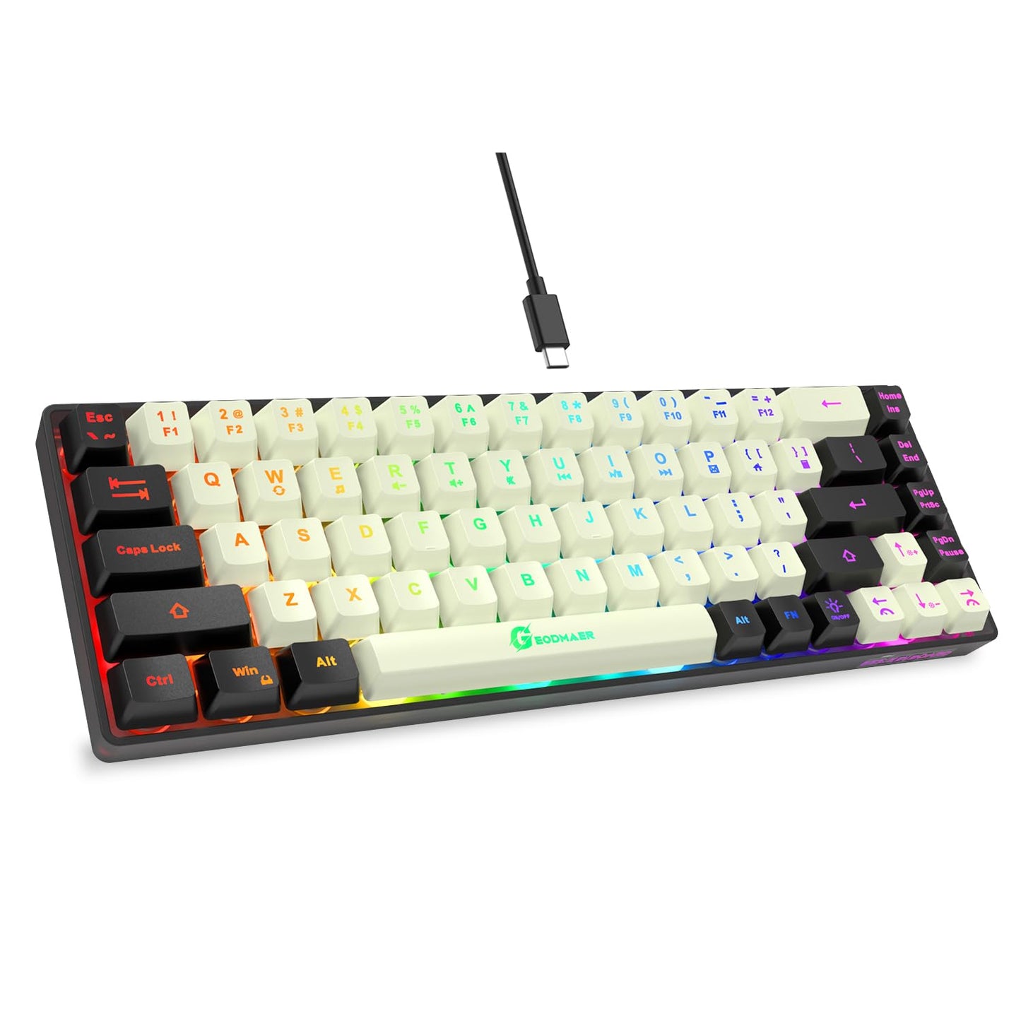 65% Gaming Keyboard, Wired Backlit Mini Keyboard, Ultra-Compact Anti-Ghosting No-Conflict 68 Keys Membrane Gaming Wired Keyboard for PC Laptop Windows Gamer