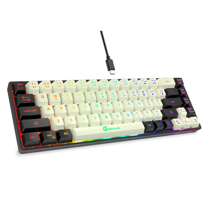 65% Gaming Keyboard, Wired Backlit Mini Keyboard, Ultra-Compact Anti-Ghosting No-Conflict 68 Keys Membrane Gaming Wired Keyboard for PC Laptop Windows Gamer