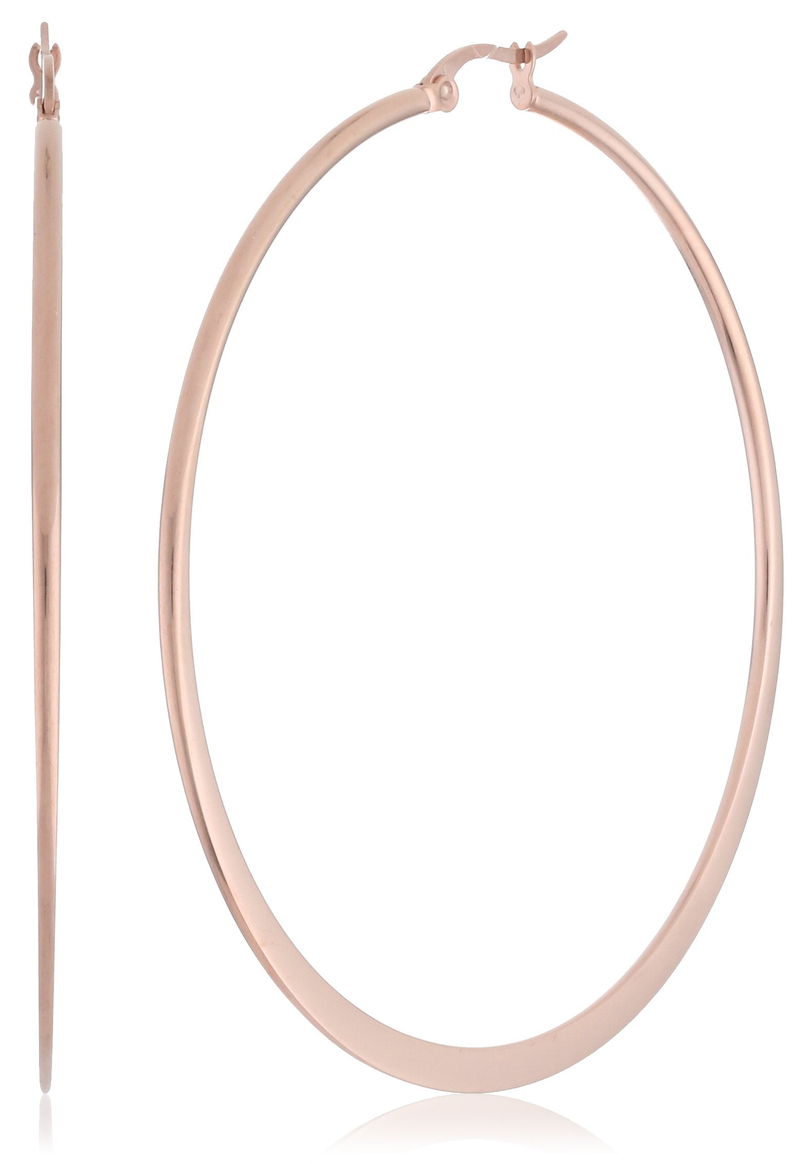 Amazon Essentials Gold Plated or Stainless Steel Flattened Hoop Earrings (previously Amazon Collection)