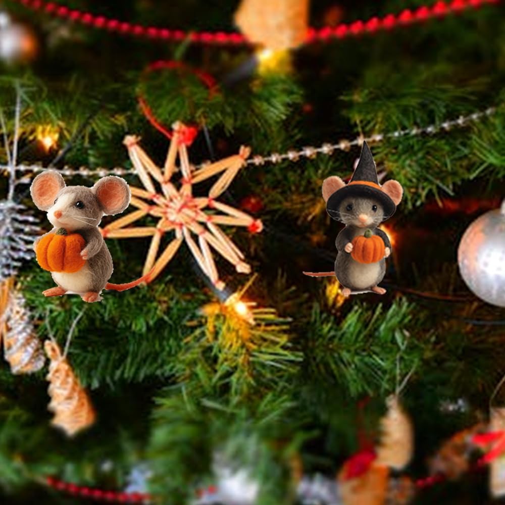 Adorable Halloween Pumpkin Mouse with Witch Hat,Halloween Felt Mouse Ornament,Handmade Wool Felt Pumpkin Witch Mouse,Needle Felted Pumpkins Animals Decoration,Home Decor Gifts